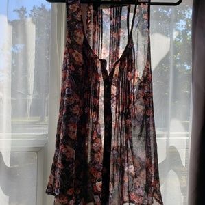 American Rag Flower Print Sheer Tank L